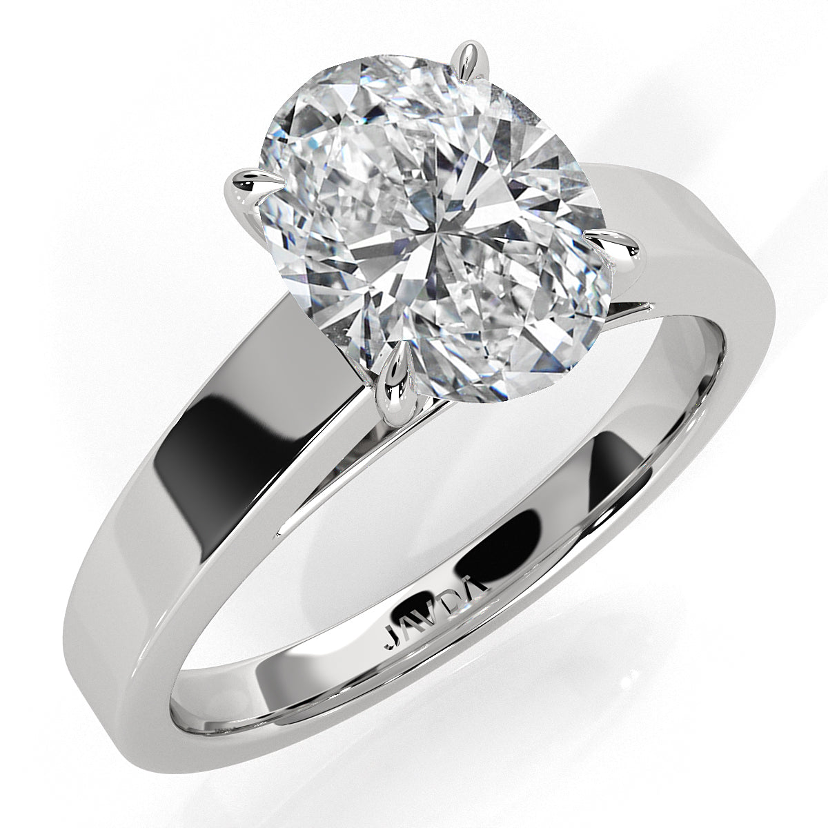 3.5mm Cathedral Style Flat Edge Solitaire Lab Grown Diamond IGI Certified Engagement Ring 4g Setting 1.00 Ctw.